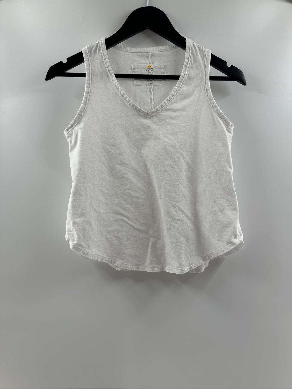 C&C California White V-Neck Tank Top – Women's XS 100% Cotton - Picture 1 of 7
